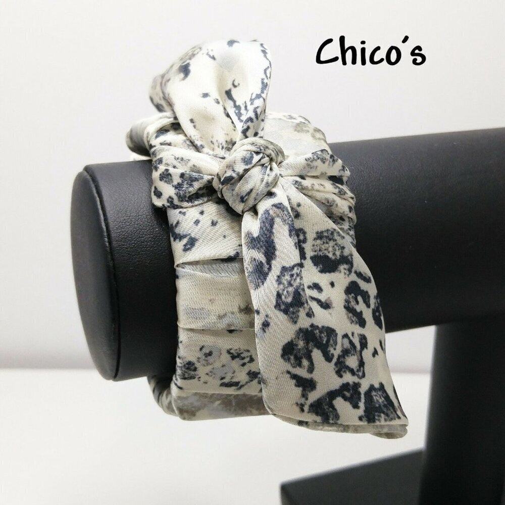 Chico's Animal Print Scarf Hinged Bracelet, New In Box, 6 1/2 Inches